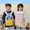 Adorable Pink And Blue Nylon Backpack For Kids With Fun Cartoon Patterns
