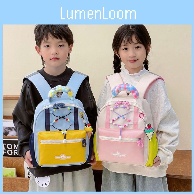 Adorable Pink And Blue Nylon Backpack For Kids With Fun Cartoon Patterns