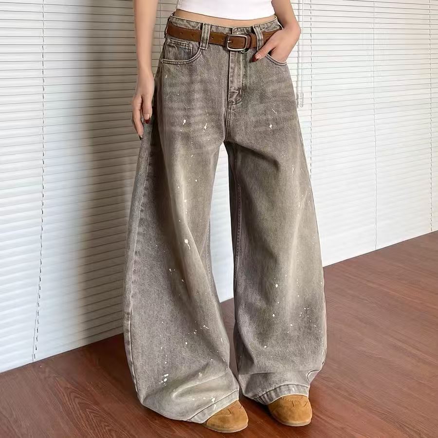 High Waist Straight Jeans Damen Locker Lässig Denim Hose Tägliche Straßenhose