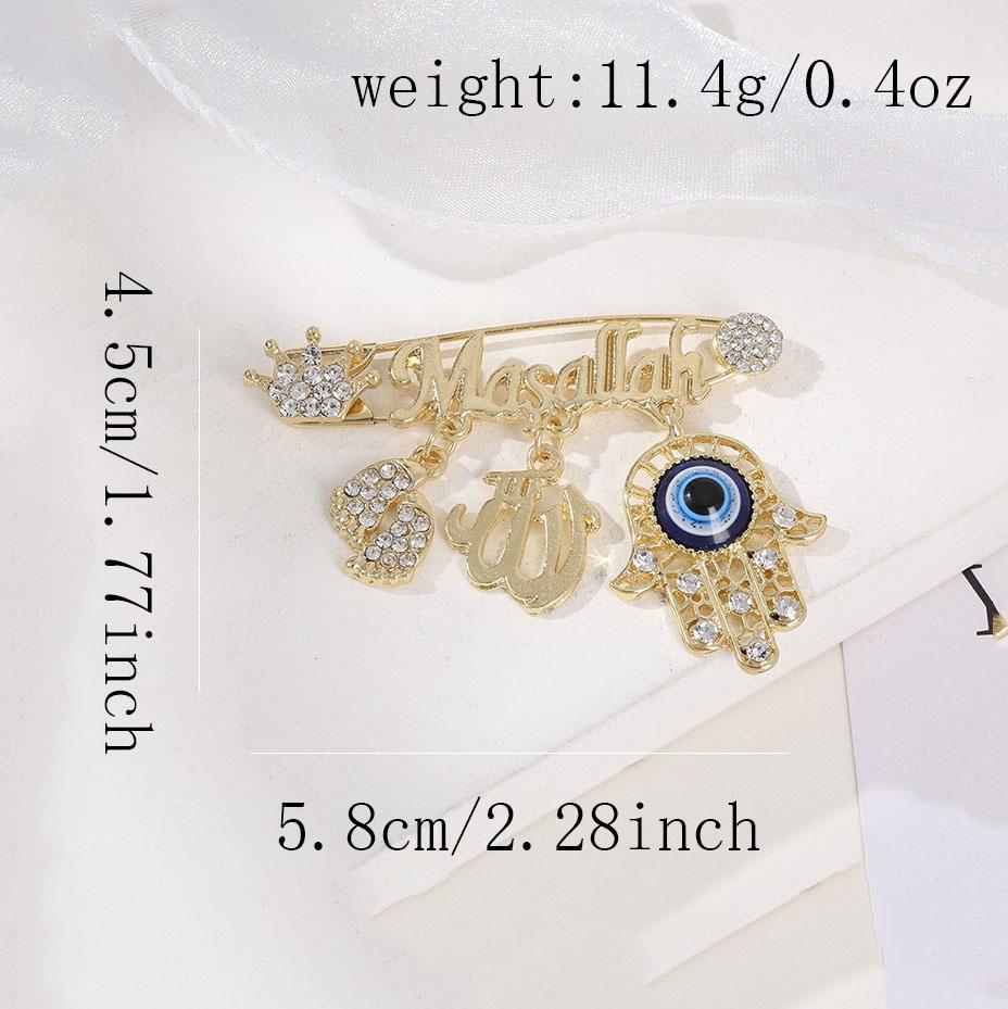 Blue-Eyed Palm Crown Letter Zircon Brooch Fashionable Personalized Retro God's Eye Design New Wholesale Brooch