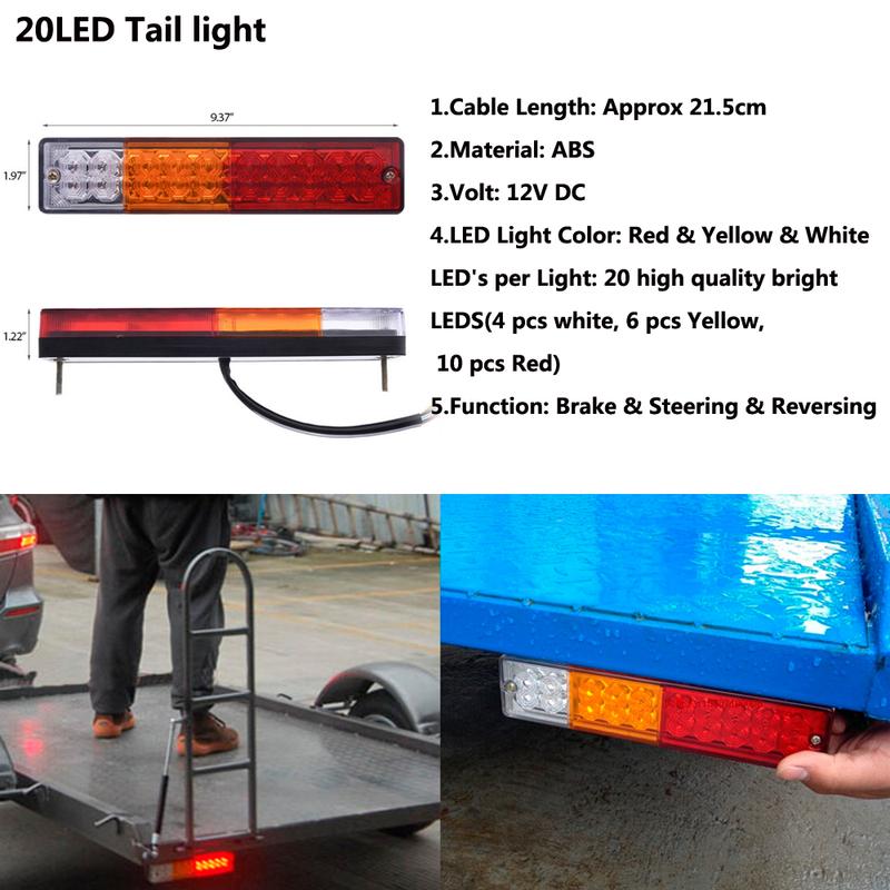 1 pair 12V 20LED Car Auto Stop Rear Tail Light Brake Reverse Light Turn Indiactor Boat ATV Truck Trailer Lamp