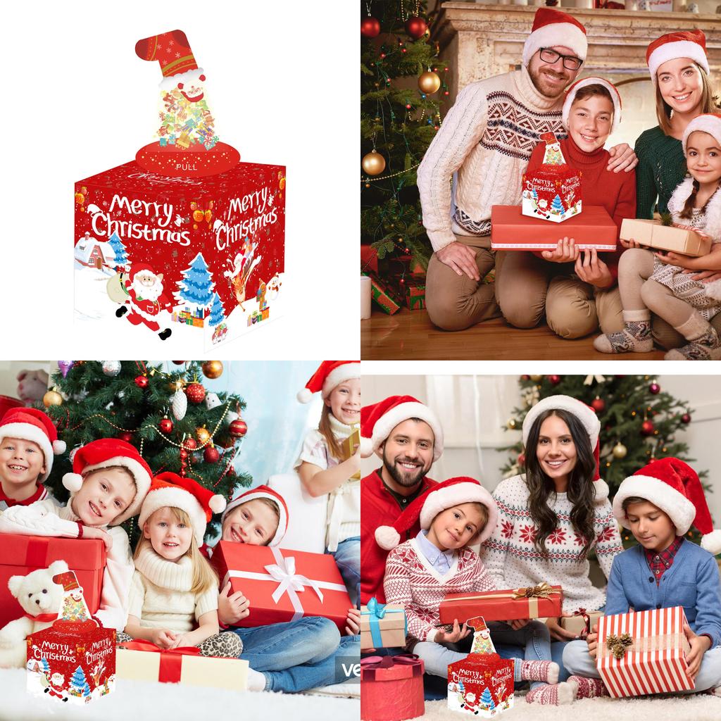 Party Christmas Decor Red Christmas Sock Pattern Gift Box For Gift Presentation