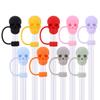 Silikonové roztomilé krytky na brčka ve tvaru lebky 10mm Halloweenské topy na brčka lebky Opakovaně použitelné Zábavné zátky na brčka pro hrnky Stanley 30/40 OZ