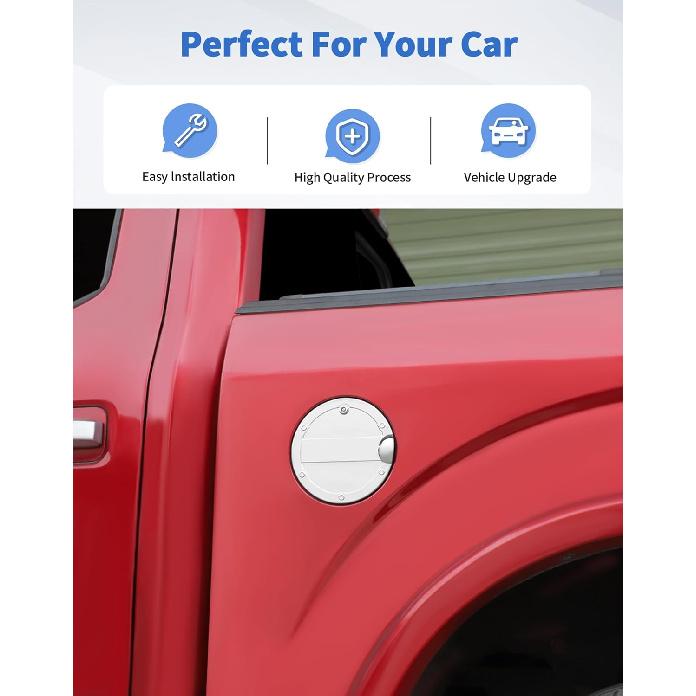Fit for 2015-2020 Ford F-150 Locking Fuel Gas Filler Tank Door Cap Cover with Keys, Gas Tank Cap Fuel Filler Door Cover Trim Exterior Accessories,