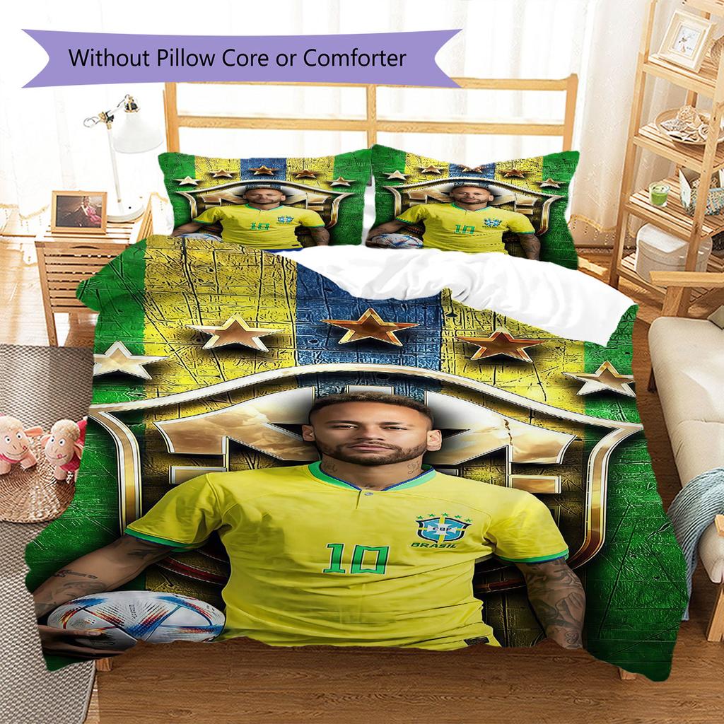 Neymar Jr Pattern Bedding,Quilt Set Quilt Cover Pillowcase Home Birthday Gift(1 * duvet cover + 2 * pillowcase, without core)