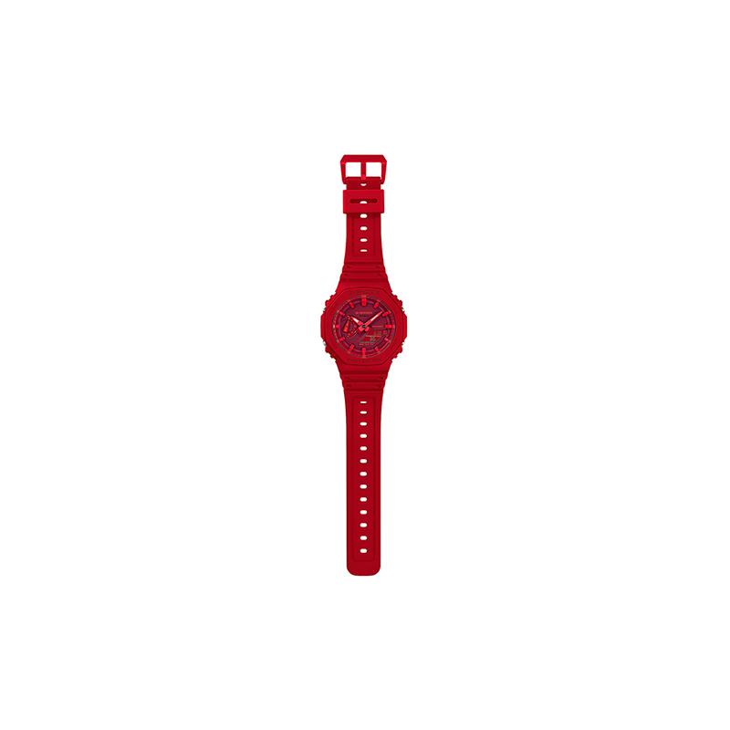 Casio Iron Man Color Coast Octagon Waterproof Quartz Movement Resin Strap Japanese and Korean Watch Men's Watch Red Dial GA-2100-4APR-person