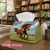 1pc, 2d Flat Printing, Tissue Box The Galloping Horse Pattern On the Grassland Napkin Dispenser, Suitable for Family Gatherings, Car Decorationr, Deco
