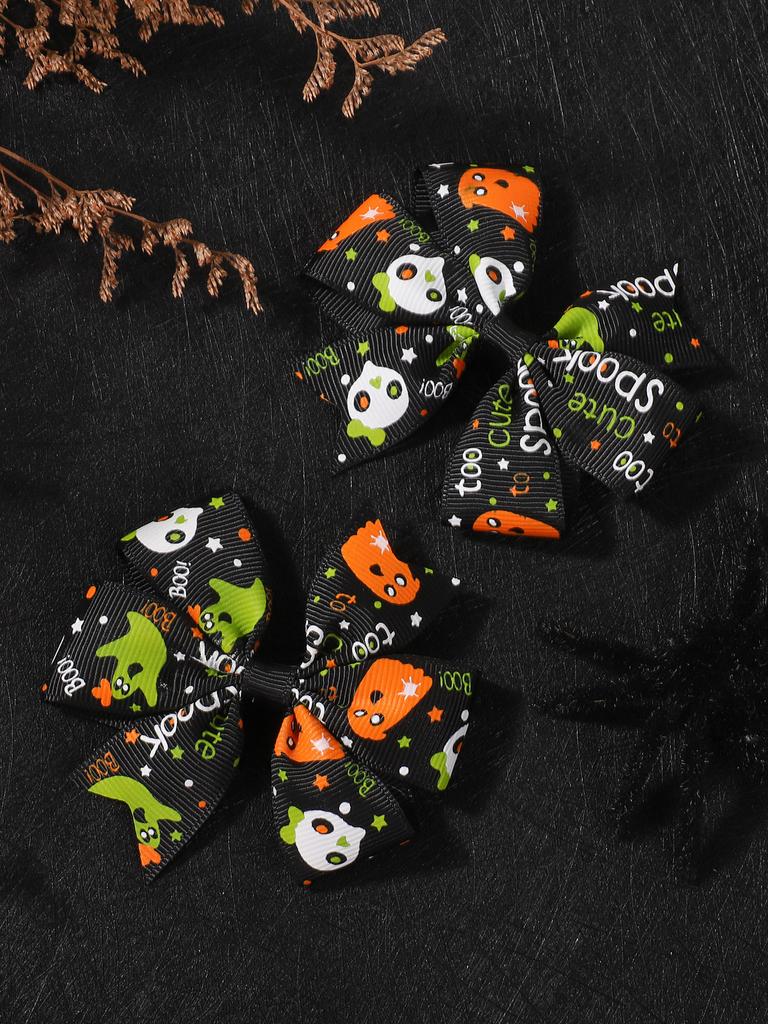 Popular Children'S Hair Accessories Set Accessories Halloween Ribbed Bow Hairpin Children'S Accessories 638