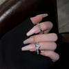 2Pcs Letter D Adjustable Silver Color Ring Niche High-End Personality Light Luxury Open Index Finger Rings Fashion Women Jewelry