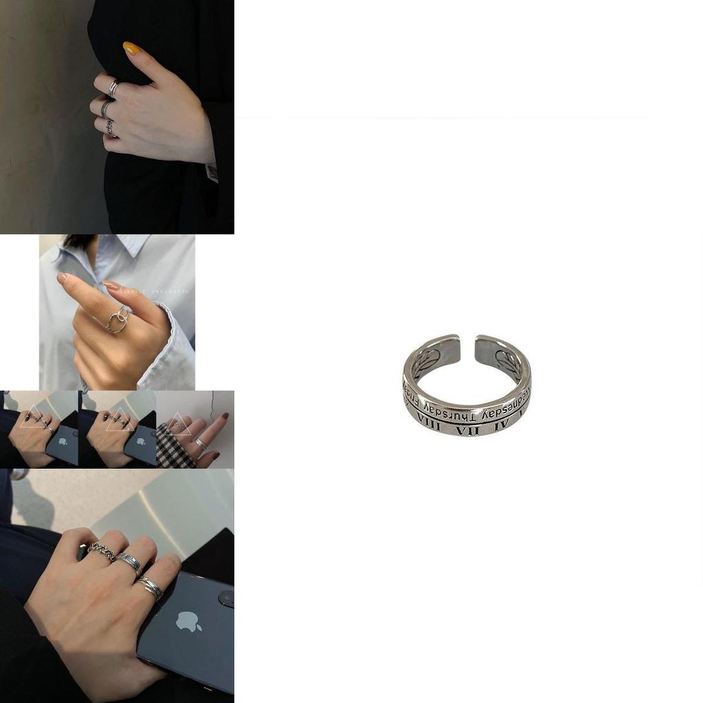 925 Sterling Silver Ring For Women Featuring Unique Hip Hop Open Design With Roman Numerals