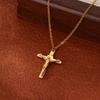 Stainless Steel Jesus Cross Necklace For Women Men Gold Color Caravaca Angels Crucifix Charm Choker Rapper Jewelry Hip Hop Gift