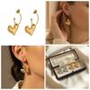 Elegant Asymmetric Heart Pendant Earrings - Gold Plated Stainless Steel