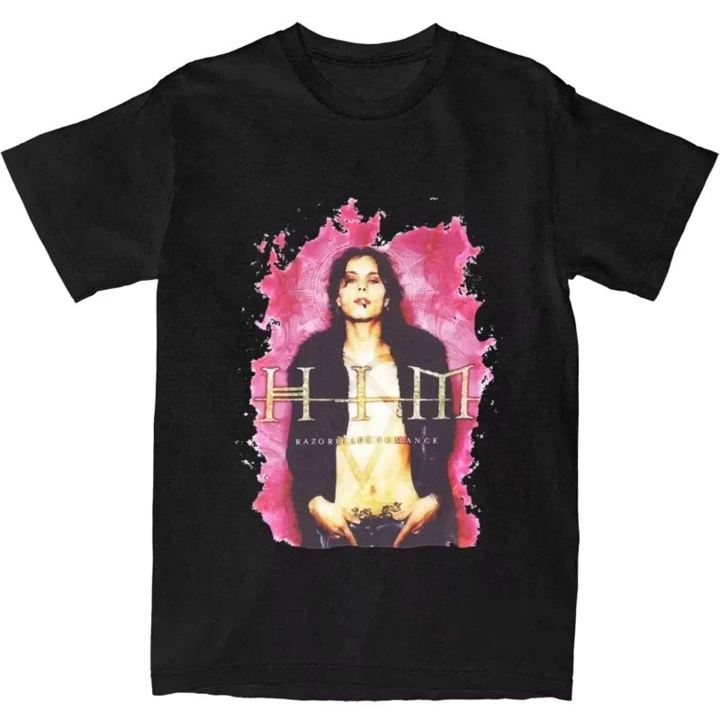 Hip Pop Rock Tshirt Him Band Ville Valo Heartagram Love Metal TShirt Summer Casual Streetwear Print Cotton ShortSleeved Unisex