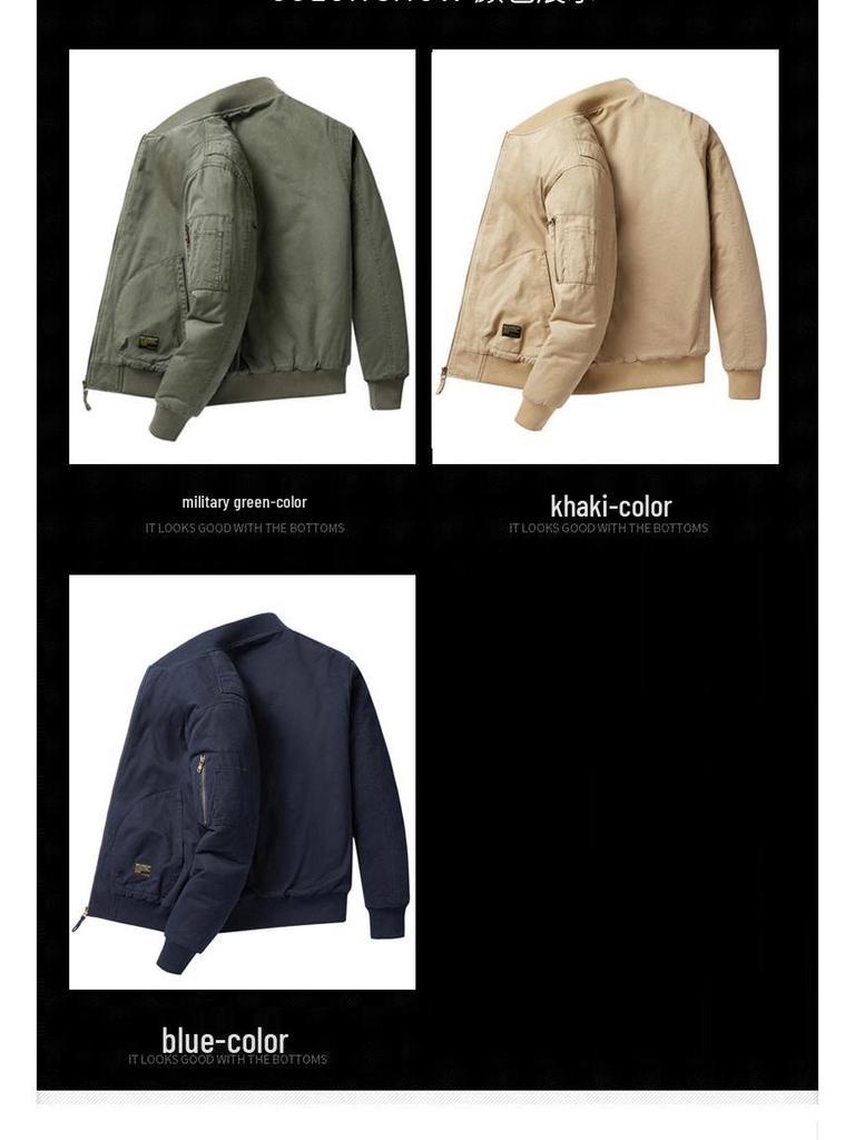 Men's Military-Style Cotton Padded Flight Jacket - Retro Casual Workwear for Autumn/Winter