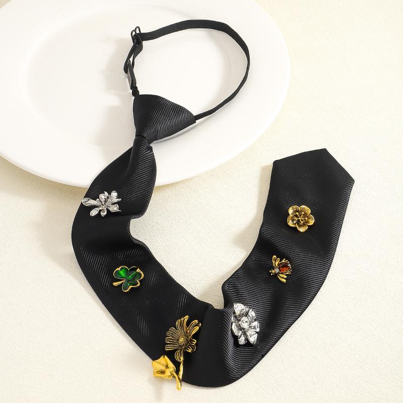 Korean Flower Tie Black Bee Necktie Insect Academic Style Decoration Shirt Tie Jk Uniform Decoration
