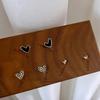Rhinestone Heart-shaped Stud Earrings Elegant and Compact Black Drip Oil Earrings Women's Charm Daily Party Jewelry