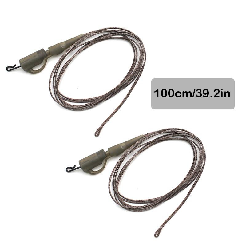 2 Stück Karpfenangeln Bleifreies Vorfach 100cm/60lb Tail Rubbers Blei-Clips Stecker T-Stifte QC Wirbel Schlaufe+Laufblei-Clip