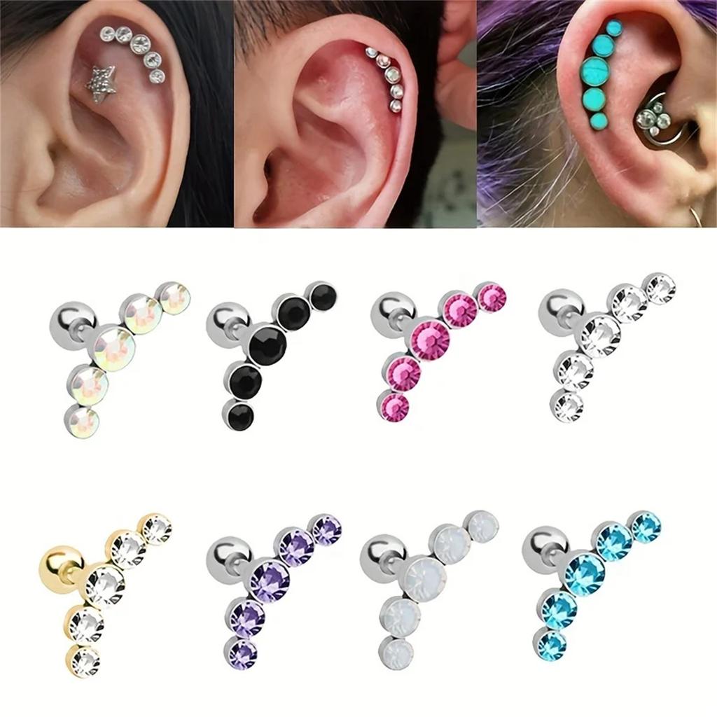 316 Stainless Steel Fashion Stud Earrings Screw Back Cartilage Tragus Conch Helix Piercing Jewelry