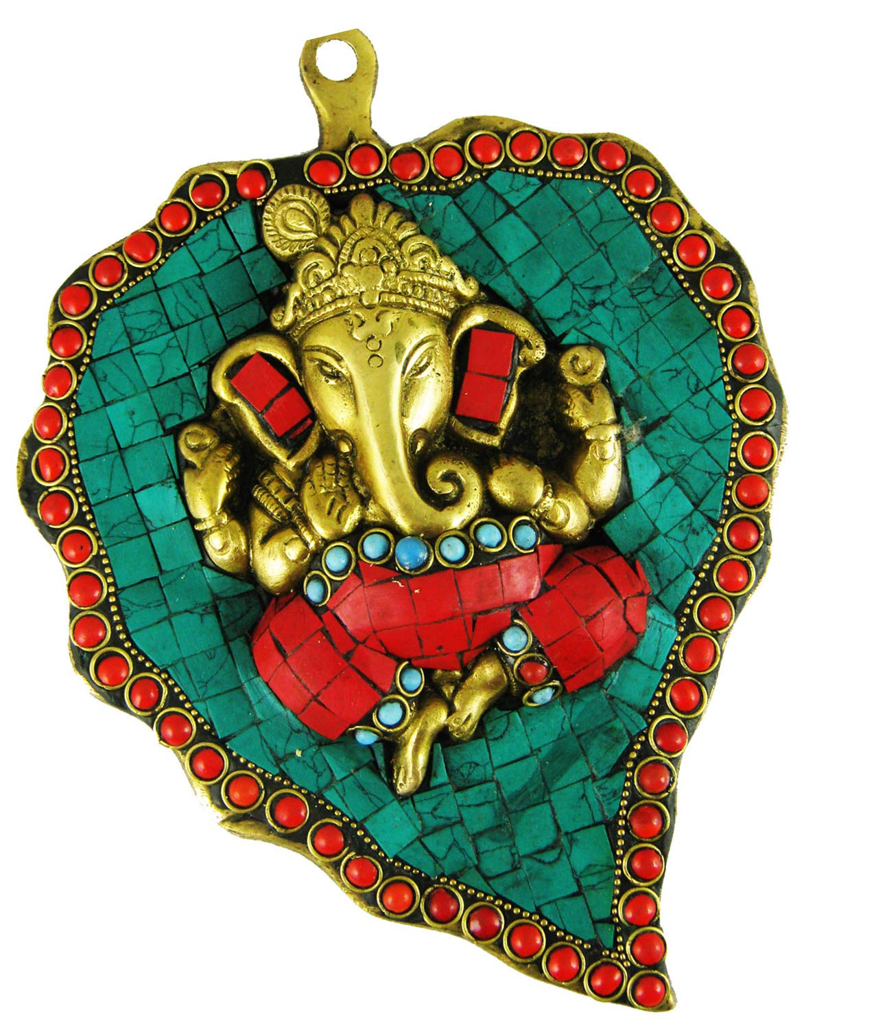 

Lord Ganesh On Brass Leaf, Ganesh Brass Idols Ganesha 4, Ganpati - Multicolor