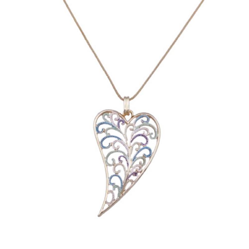 New enamel color hollow love long pendant, women's creative exaggerated heart-shaped versatile long necklace