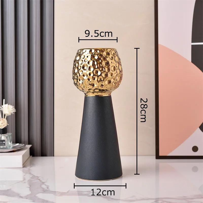 Gold-plated Hammer Pattern Ceramic Vase Creative Plant Pots Table Decoration Flower Arrangement Floral Vase Room Aesthetic Decor