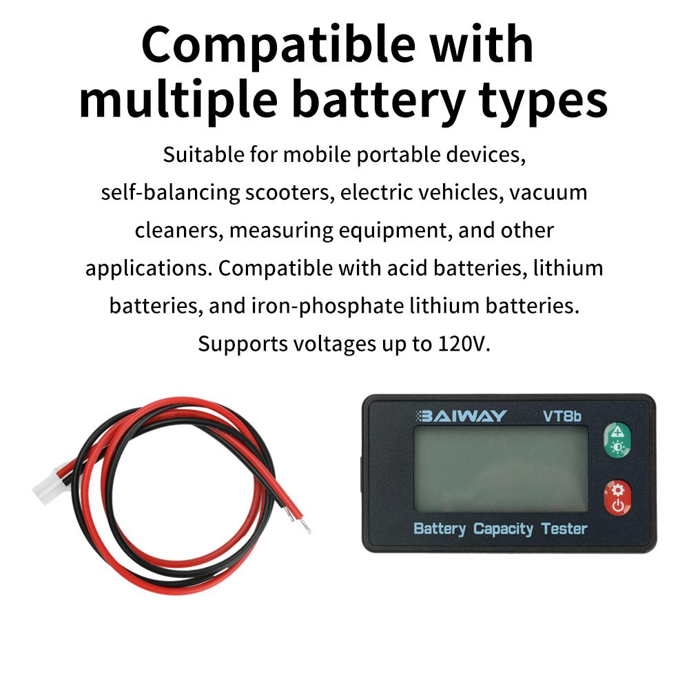 VT8 Voltage Battery Level Indicator Universal Electric Vehicle Battery Gauge for Acid Batteries/Lithium Iron Phosphate Batteries