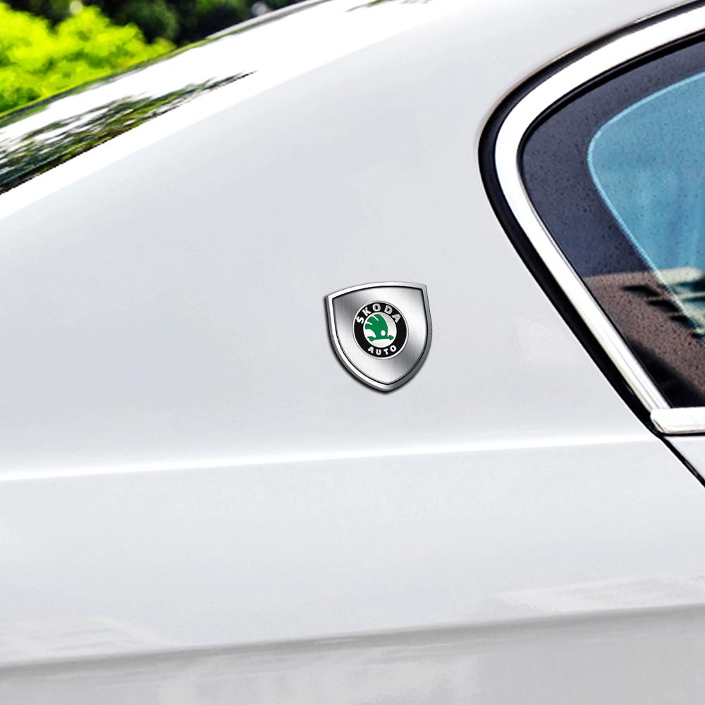Car Styling 3D Meta Auto Door Shield Emblem Car Body Badge Sticker for Skoda Octavia MK2 MK1 2 3 A5 A7 A8 Fabia Karoq Superb Rapid Kamiq