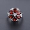 Natural Colored Treasure Red Garnet Ring, Light Luxury Design S925 Sterling Silver Inlaid Colored Gemstone Ring