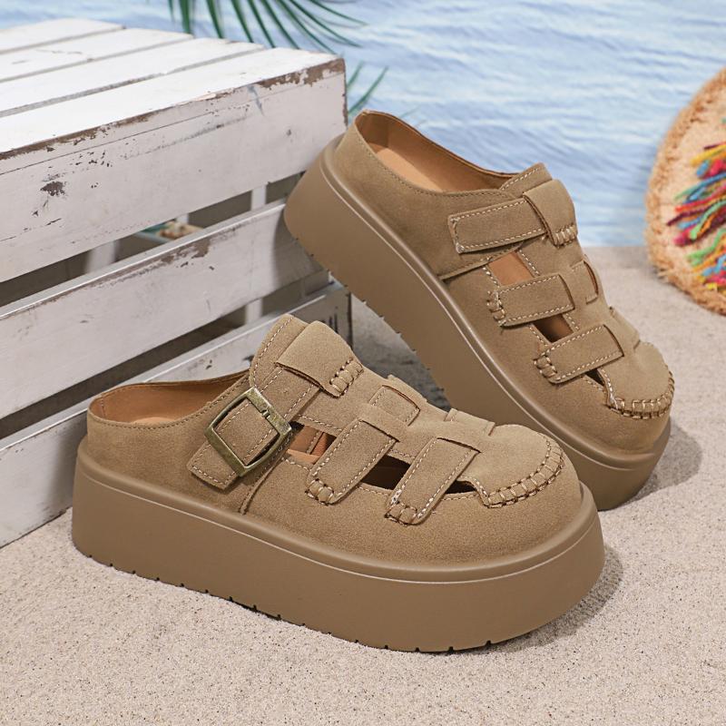 Fashion Hollow Breathable Head Sandals Women's Wear 2025 New Summer New Fashion Wear Thick Beach Sandals Women's Shoes