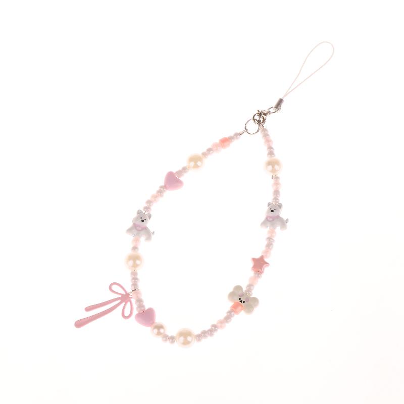 

Y2K Милая розовая цепочка для телефона с бусинами, мультяшный вест-хайленд-уайт-терьер, шнурок для телефона, браслет на запястье, брелок, универсальный подвесной шнурок one size