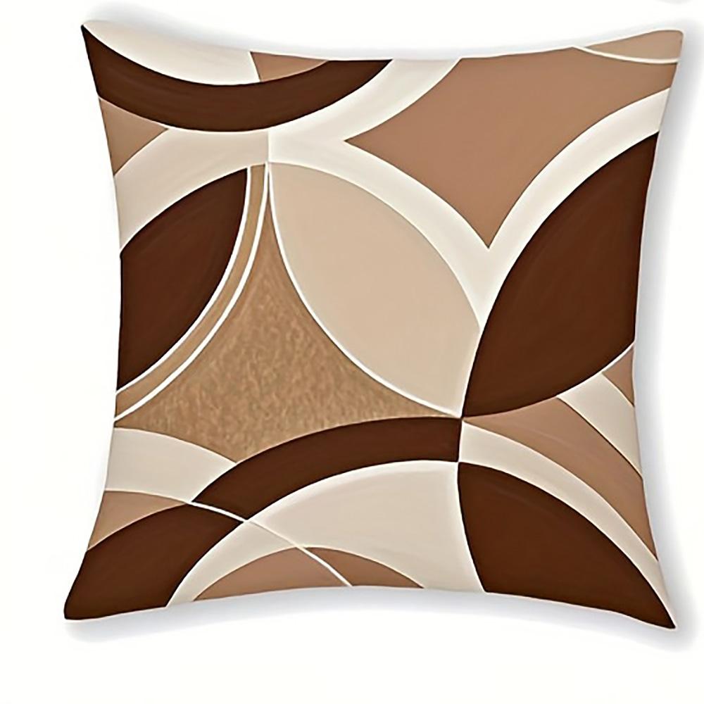 Brown Floral and Geometric Patterned Doublesided Printed pillow cover Short plush Suitable living room sofa throw cushion cover
