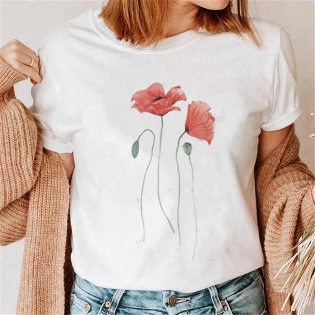 T-Shirt Clothing Plant Flower Print Spring Summer unisex's O-Neck Short Sleeve Shirt 90s Fashion Casual Harajuku unisex's T-Shirt.