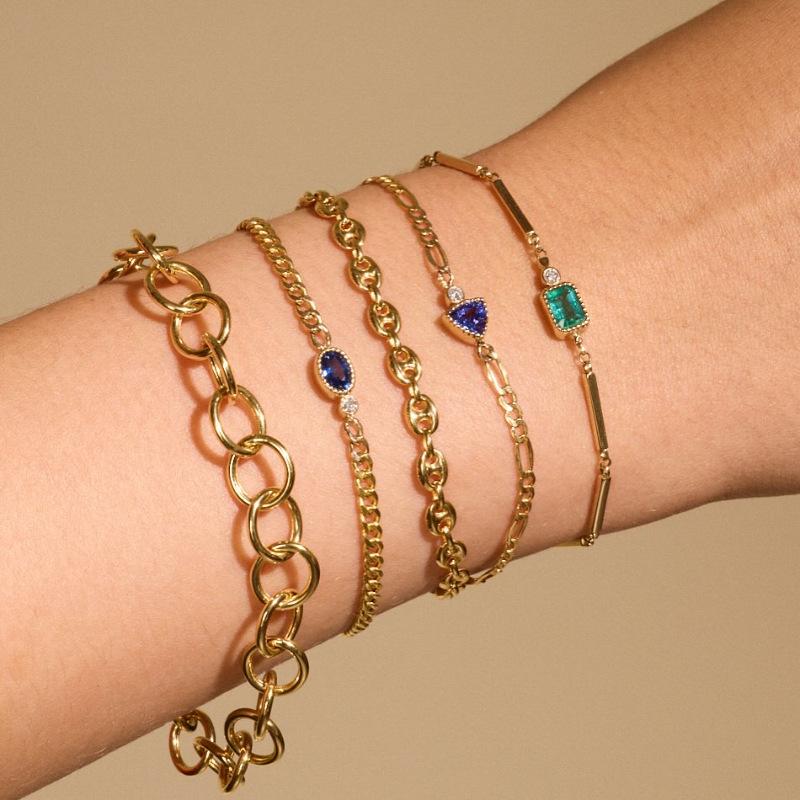 Bracelet Color Zircon Pendant Stainless Steel Fashion Personality Bracelet Electroplating 18K Color Retention