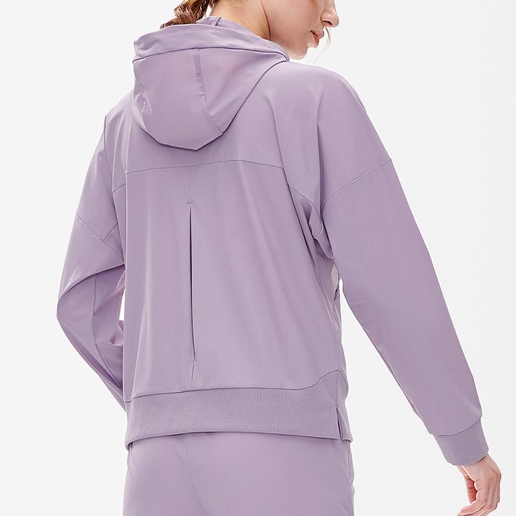 Fila Athletics Solid Logo High Elastic Breathable Sports Knitted Hoodie Women Hoodies Midnight-Purple A11W231504F-PU