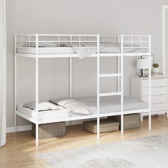VidaXL Lit superposé sans matelas blanc 80x200 cm acier, cadre de lit, sommier, meuble de chambre, lit mezzanine, cadre de 42000327