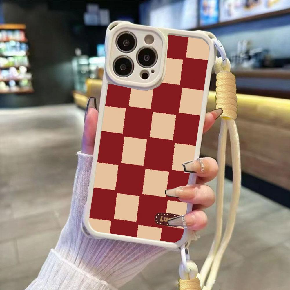 

Простой Y2K Креативный Зеленый Сетка Для iphone 17 16 15 14 12 Чехлы для телефона Четыре Угла Противоударный Чехол-цепочка Защита Объектива iPhone 16 белый