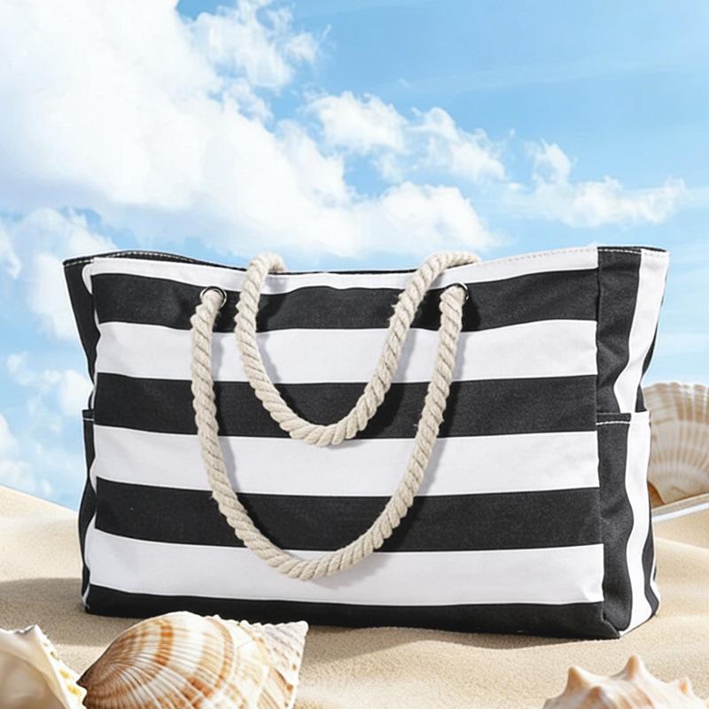 Large Striped Casual Beach Bag
