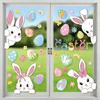 6 Sheets Easter Bunny Window Clings Cartoon Egg Stickers Cute Decoration For Home Classroom Nursery Shop Glass Display Decorations
