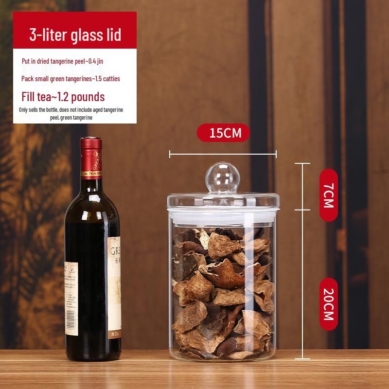 Large Glass Food-Grade Storage Jar for Dried Tangerine Peel and Tea Sealed for Freshness