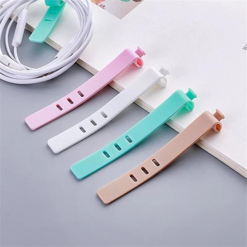 Silicone Data Cable Organizer Headphone Cord Finishing Buckle Wrap Tie Strap