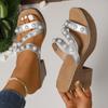 Large Size Cool Slippers Women's Summer New Thick Bottom Heightening Fashion Pearl Beach Slippers