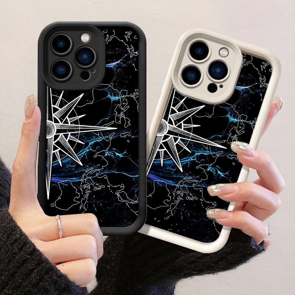 JT193 Compass Navigator for iPhone 17 16 15 14 Pro Max Samsung S26 S25 Ultra A17 A16 A07 A56 A06 A55 Xiaomi 15T Redmi 15c 14C Soft TPU Case