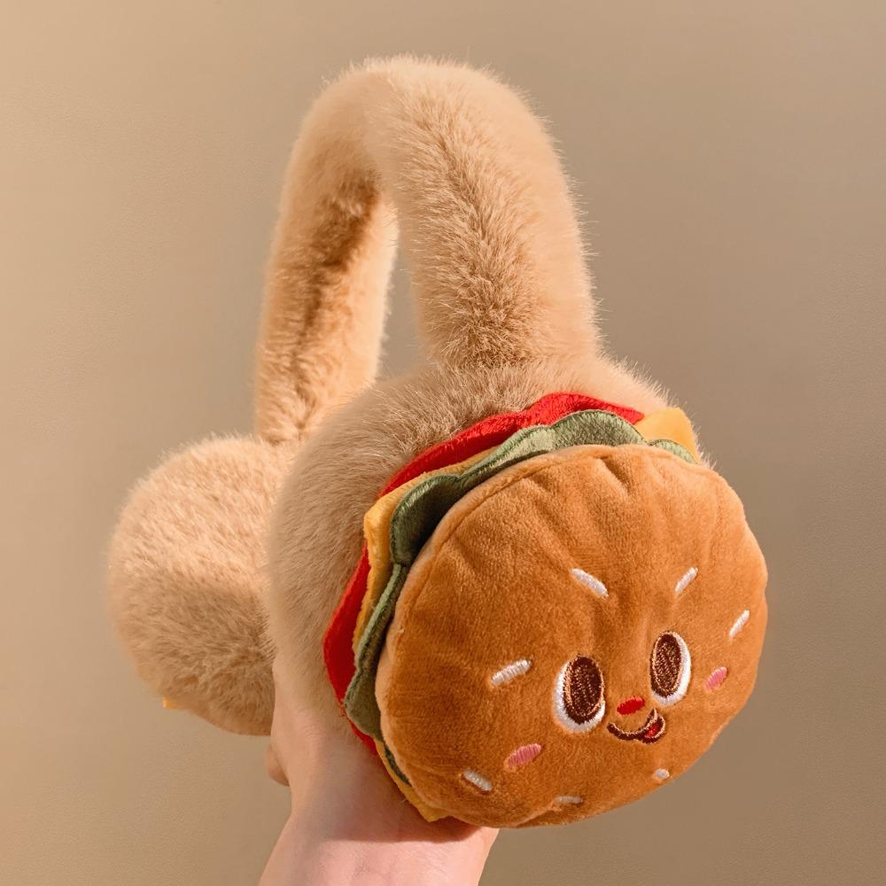 Cartoon Fluffy Ear Warmers Soft Burger Earmuffs Cute Fuzzy Ear Covers Winter Outdoor