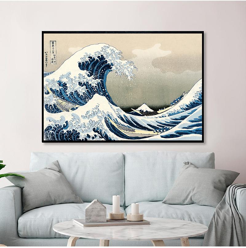 Original Kanagawa Surfing Katsushika Hokusai Canvas Painting Print Picture Poster Wall Bedroom Home Decoration No Frame