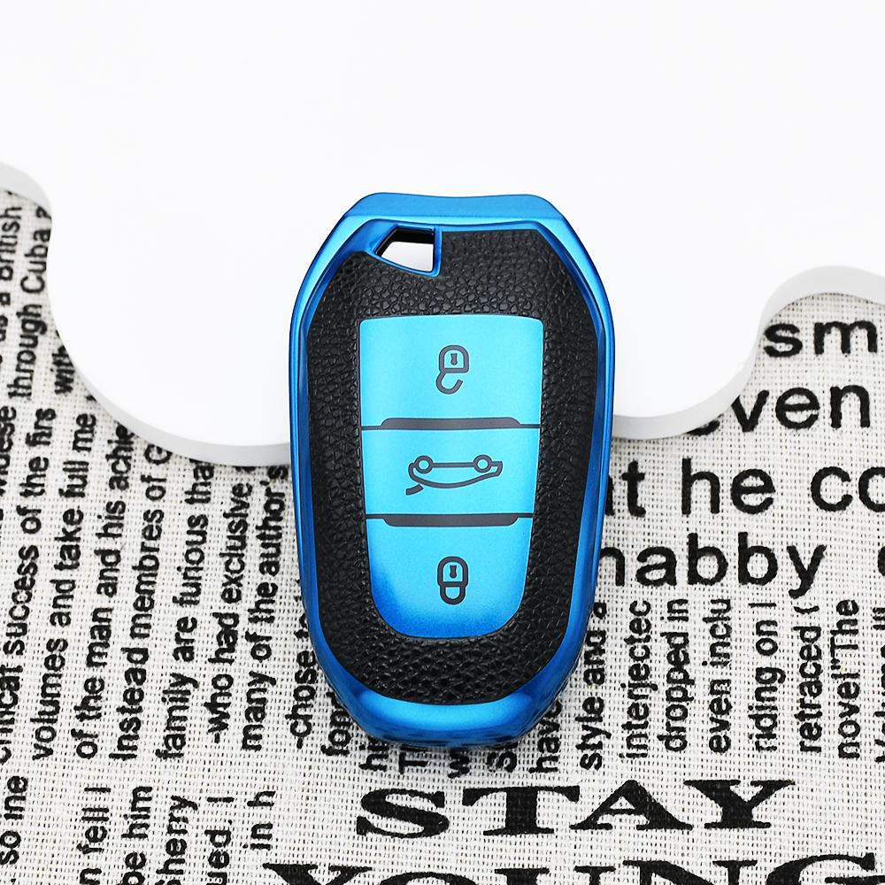 Leather For Citroen C4 For Opel Corsa Crossland X Keychain Car Key Case Cover For Peugeot 208 308 T9 508 2008 Auto Accessories