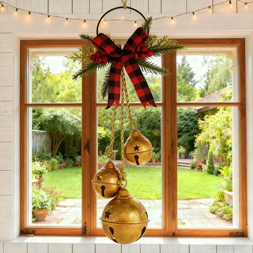 Shatterproof Xmas Tree Pendant Three-Bell Wall Hanging Ornament Front Door