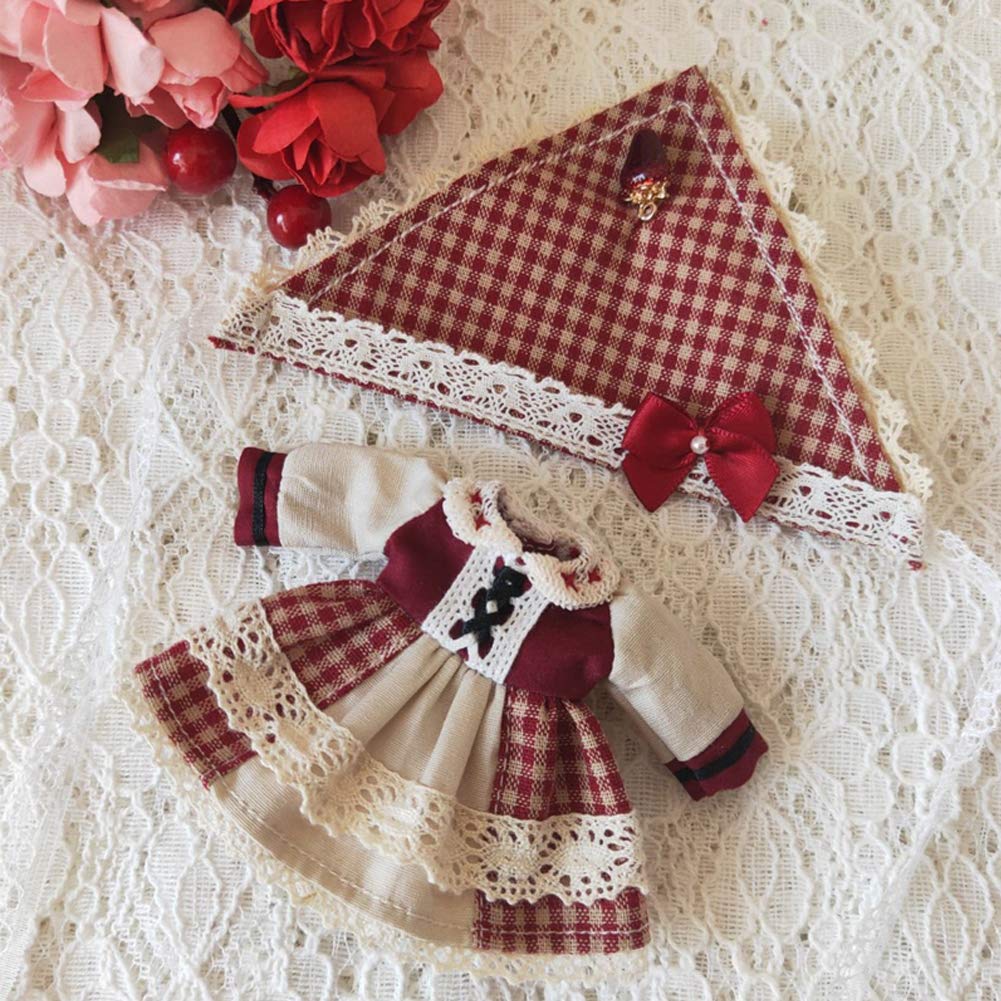 Rakulifey Obitsu 11 Clothes, Cute Dress, with Triangle Scarf, Ob11 Size Outfit, Birthday Present, 2-piece Set