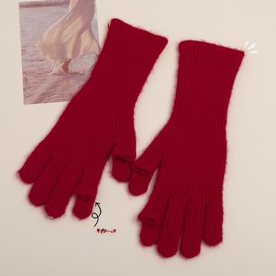 Guanti Autunno Inverno Pura Lana da Donna In Inverno Dolci Coreani Etichettati Lana Lavorati a Maglia Caldi e Freddi Touch Screen