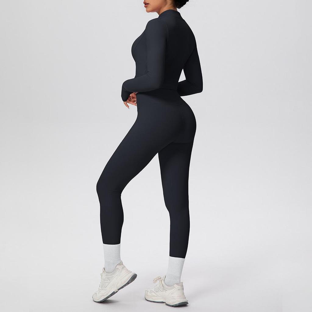 Solid Color Racerback Yoga Three-piece Set for Fitness & Running
