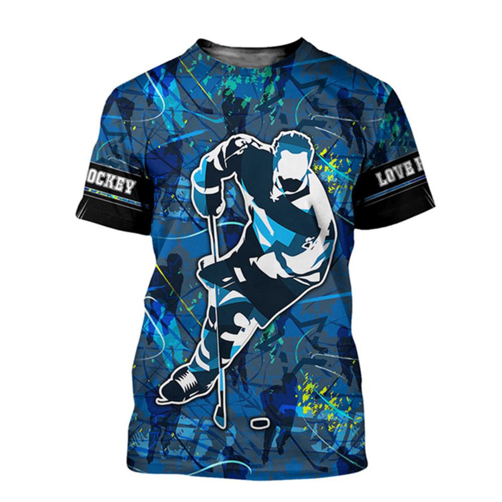Fierce Hockey Sports 3D tisk Léto Pánské tričko s výstřihem Ležérní Krátký rukáv Trička nadměrné velikosti Módní topy Trend Muži Oblečení